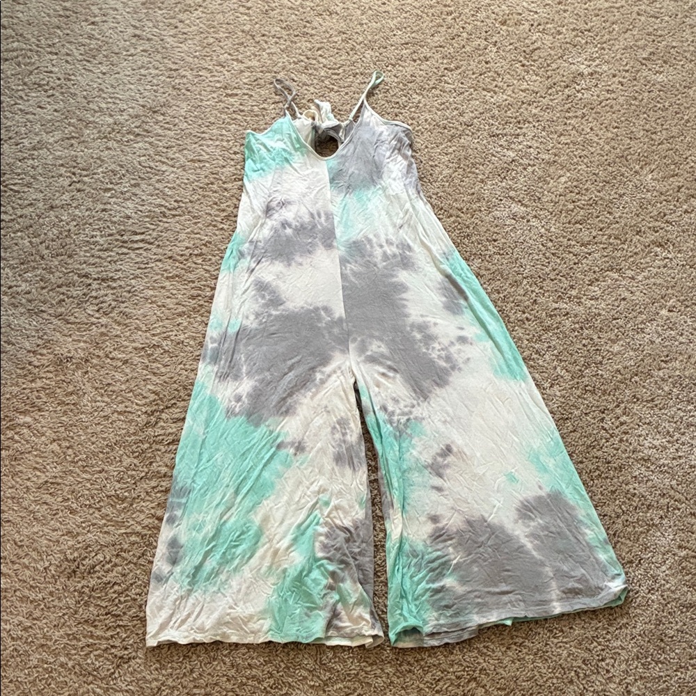 Forever 21 Tie-Dye Jumpsuit in Gray and Green
